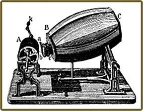 Gravure du XIXe  siècle du phonautographe inventé par Édouard-Léon Scott de Martinville 